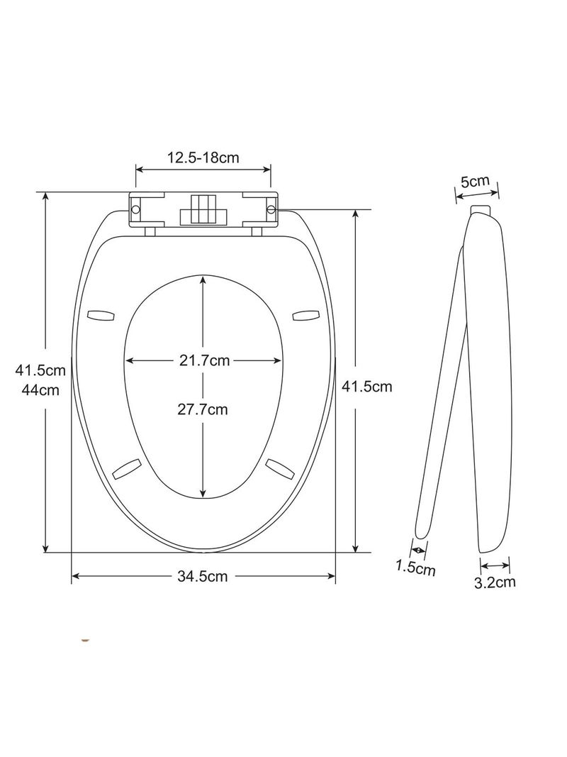 Sedile WC Copriwater Universale In Plastica Forma O Chiusura Morbida  Ammortizzata 18'' 415X345mm Distanza Fori 125