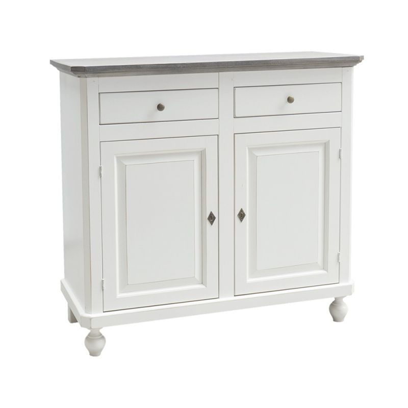 Madia credenza shabby chic bianco/grigio in legno 2 porte 104x43x98 -  BricoBravo