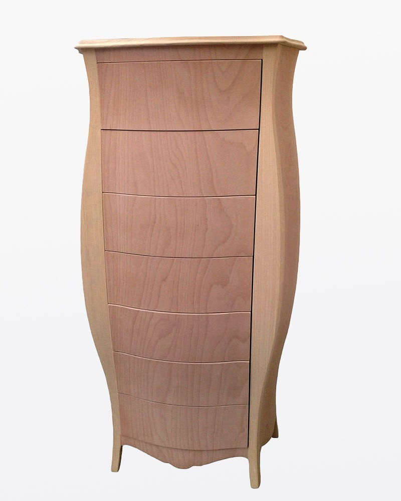 Madia credenza in legno grezza bombata 2 ante 2 l.135 p.60 h.98