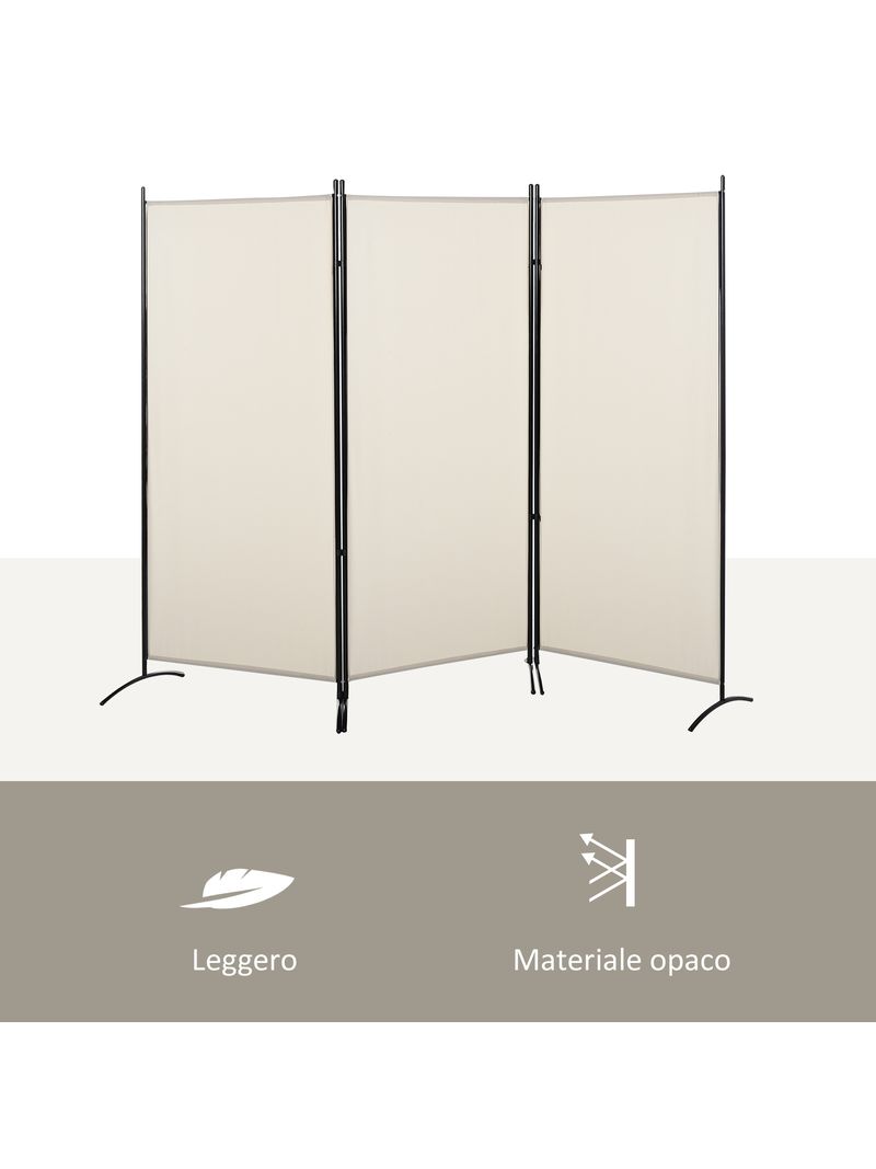 Paravento Separè 3 Pannelli 253x50x182 cm in Metallo e Poliestere Beige –  acquista su Giordano Shop