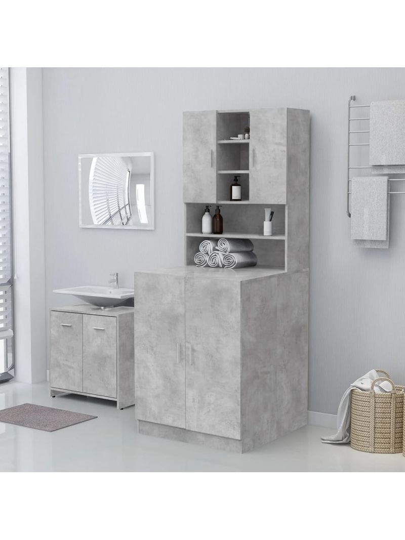 Mobile Lavatrice Grigio Cemento 64x24x190cm - Legno Multistrato, Vano 88.5cm, 25.8KG - Foto 10