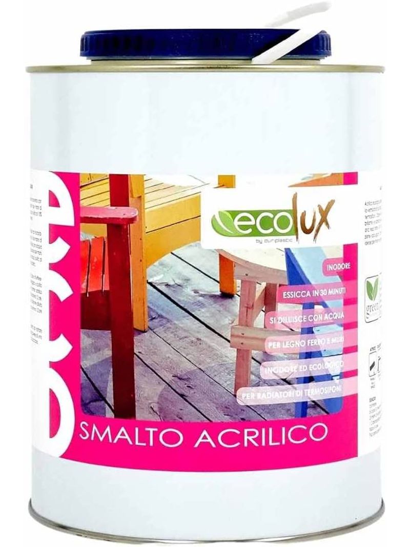 Ecolux Smalto Ecologico Lucido Acrilico ad Acqua Inodore per