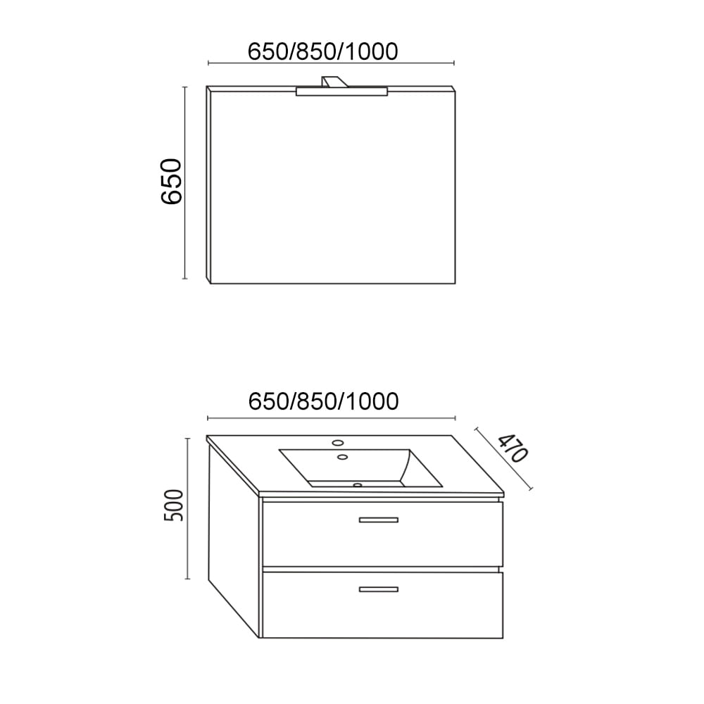 Belini Set Completo Bagno Con Lavabo, Mobile, Specchio E Lampada A Led, Colore Nero E Legno Quercia Opaco