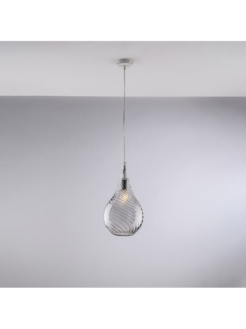 Lampadario Moderno Pluvia Grigio Fumè 1 Luce E27 - BricoBravo