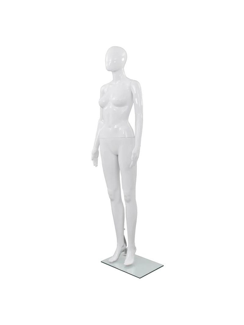 vidaXL Manichino Donna Figura Intera Base in Vetro 175 cm Nero Lucido