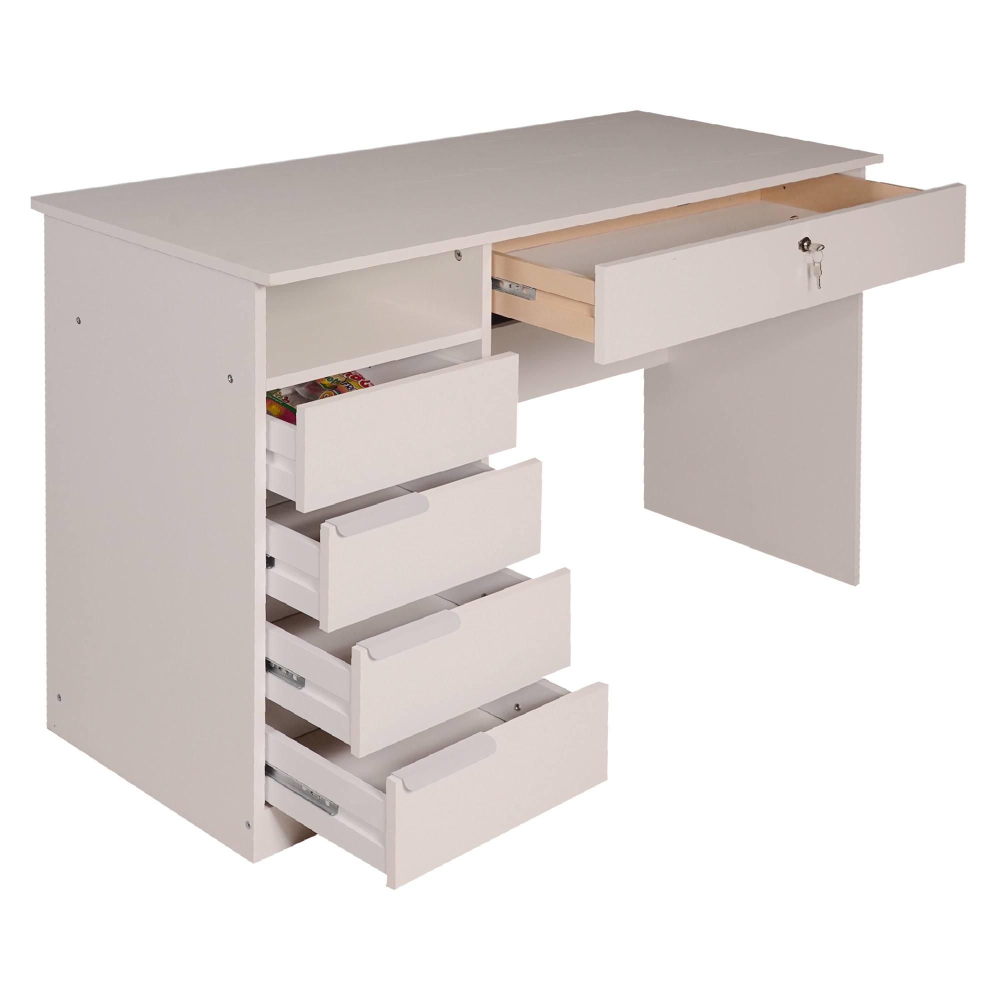 Scrivania Computer DLISITING Con Cassetti, 119 Cm: Scrivania Ufficio Moderna Con Prese USB E Ripiani