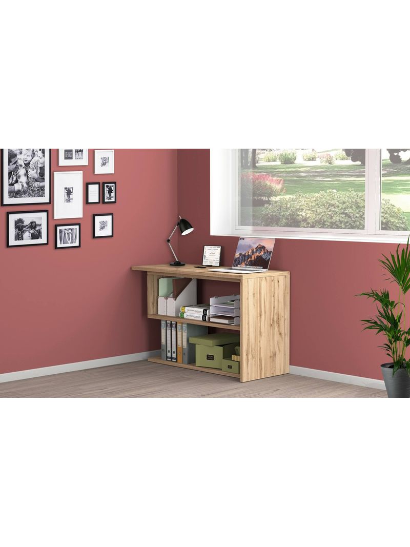 Scrivania Priscille 120x48cm - Scrittoio Moderno Con 3 Cassetti - Quercia E Bianco - Foto 8