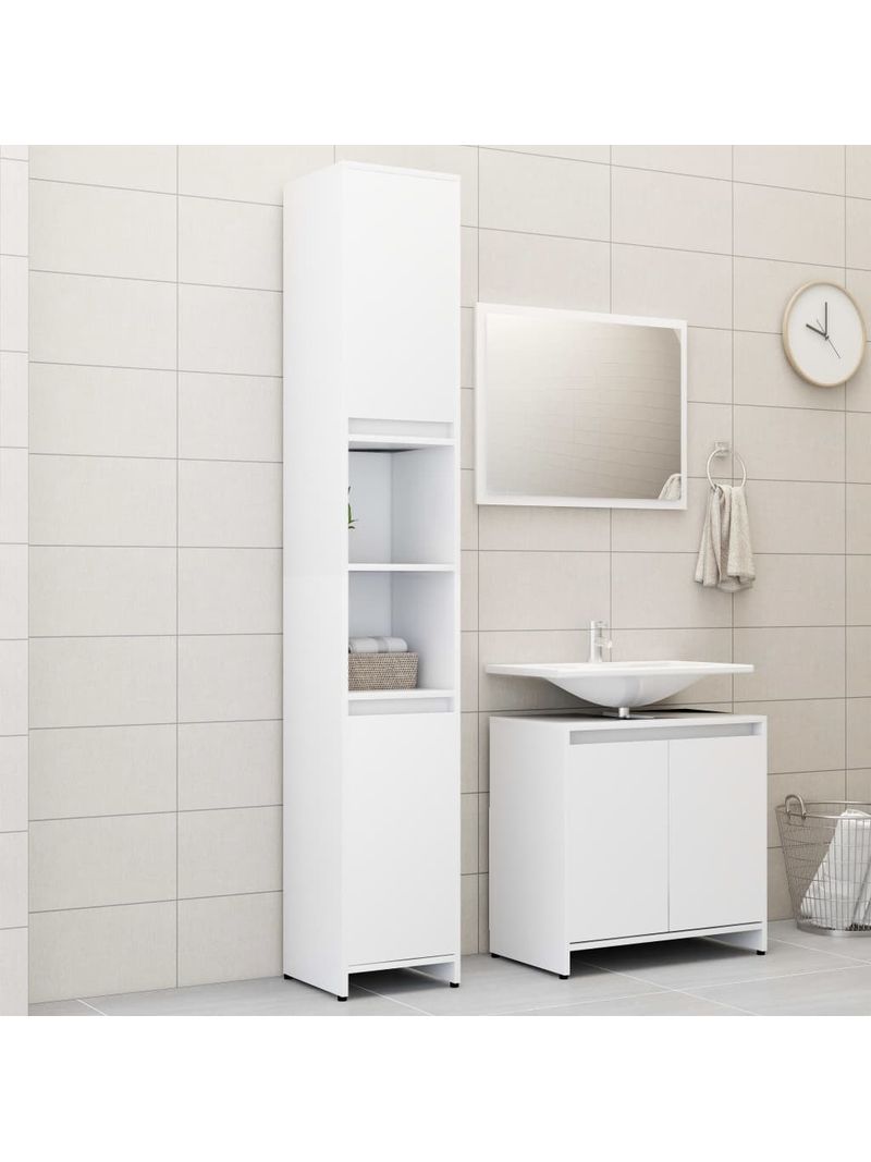 Set Mobili da Bagno 3 pz Bianco in Truciolato