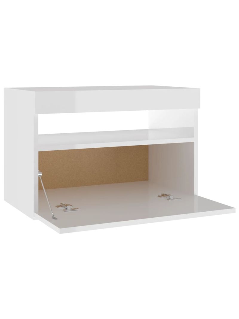 Comodino con Luci LED Bianco Lucido 60x35x40 cm 3082786 - BricoBravo