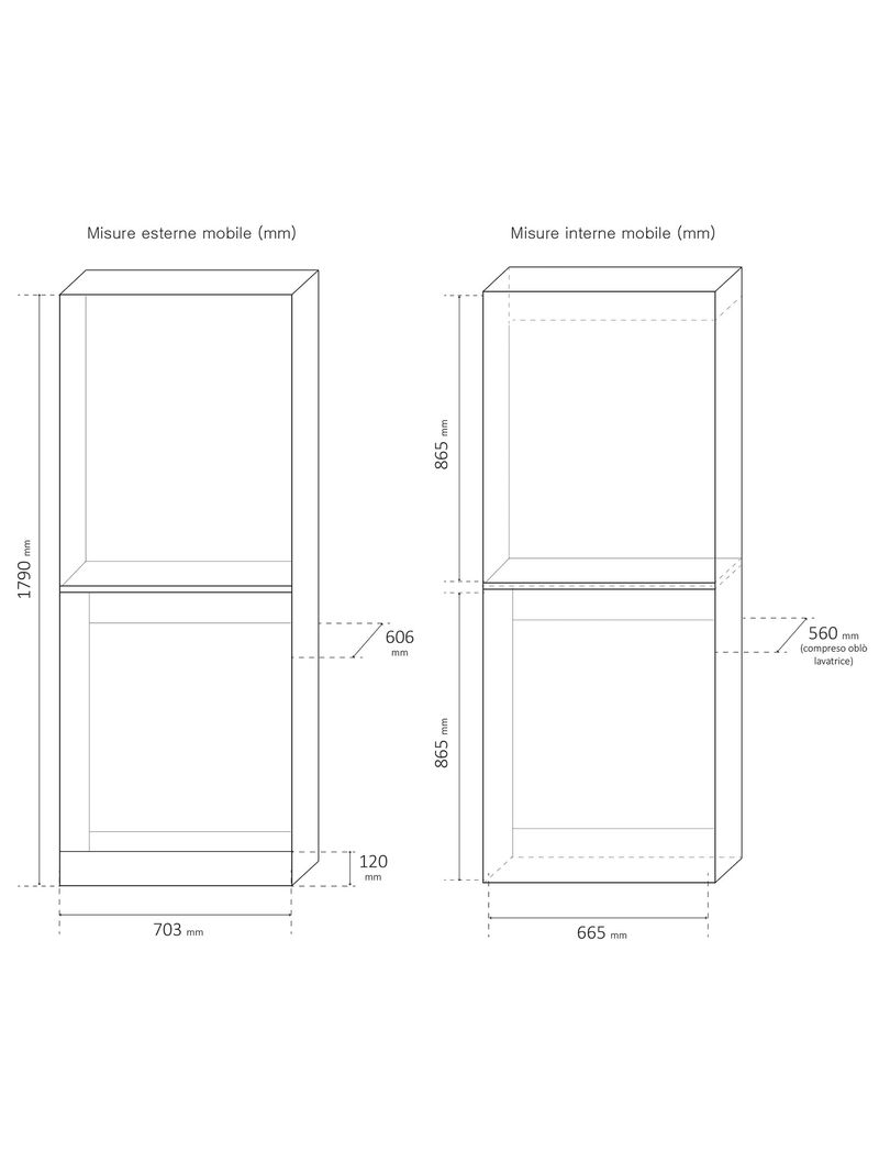 Coprilavatrice e Asciugatrice a Colonna 70,3x179x60,6 cm in Nobilitato 18  mm Bianco - BricoBravo