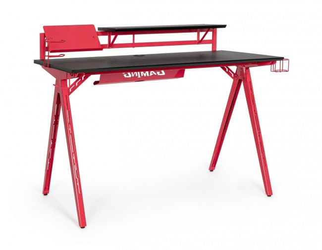 Scrivania Gaming 135,5x60x95 cm Gaming in MDF Rosso-Nero - BricoBravo