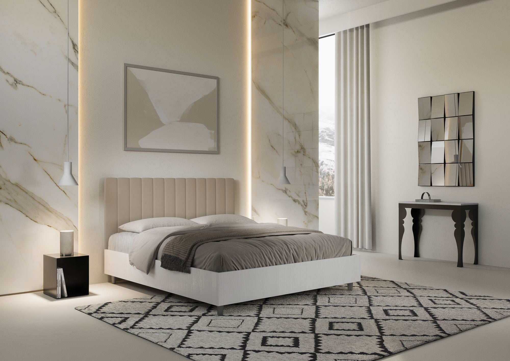 Letto Matrimoniale 160x200 cm con Rete Kaia Tortora - BricoBravo