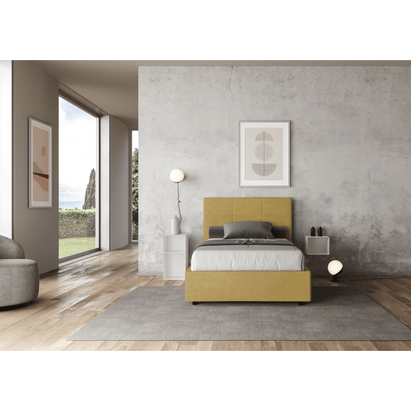 Letto una piazza e mezza imbottito 120x200 cm in tessuto grigio - Beley