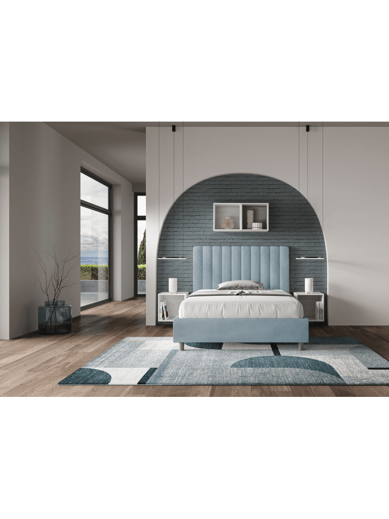 Letto una piazza e mezza imbottito 120x200 cm in tessuto grigio