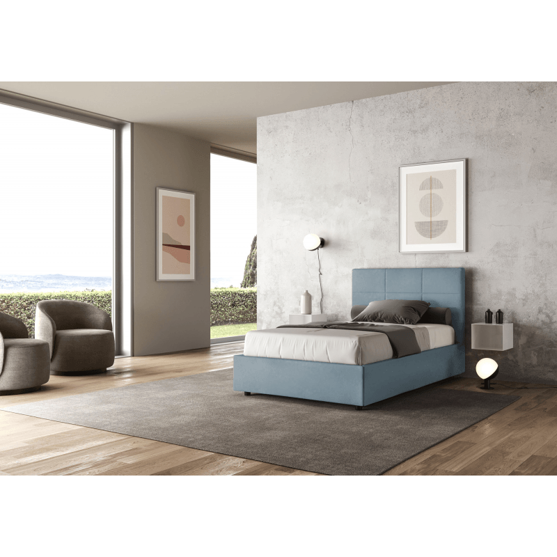 Letto Matrimoniale 160x200 cm Senza Rete Mika Azzurro