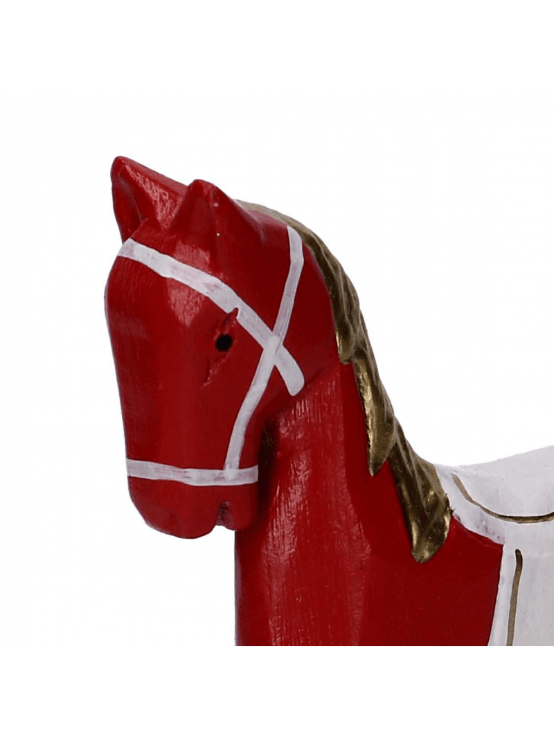 Cavallo a dondolo legno oro e rosso cm225x6h22