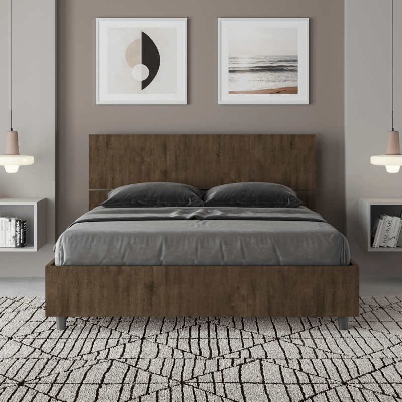 Letto Matrimoniale Francese 140x190 cm con Rete e Contenitore Demas Testata