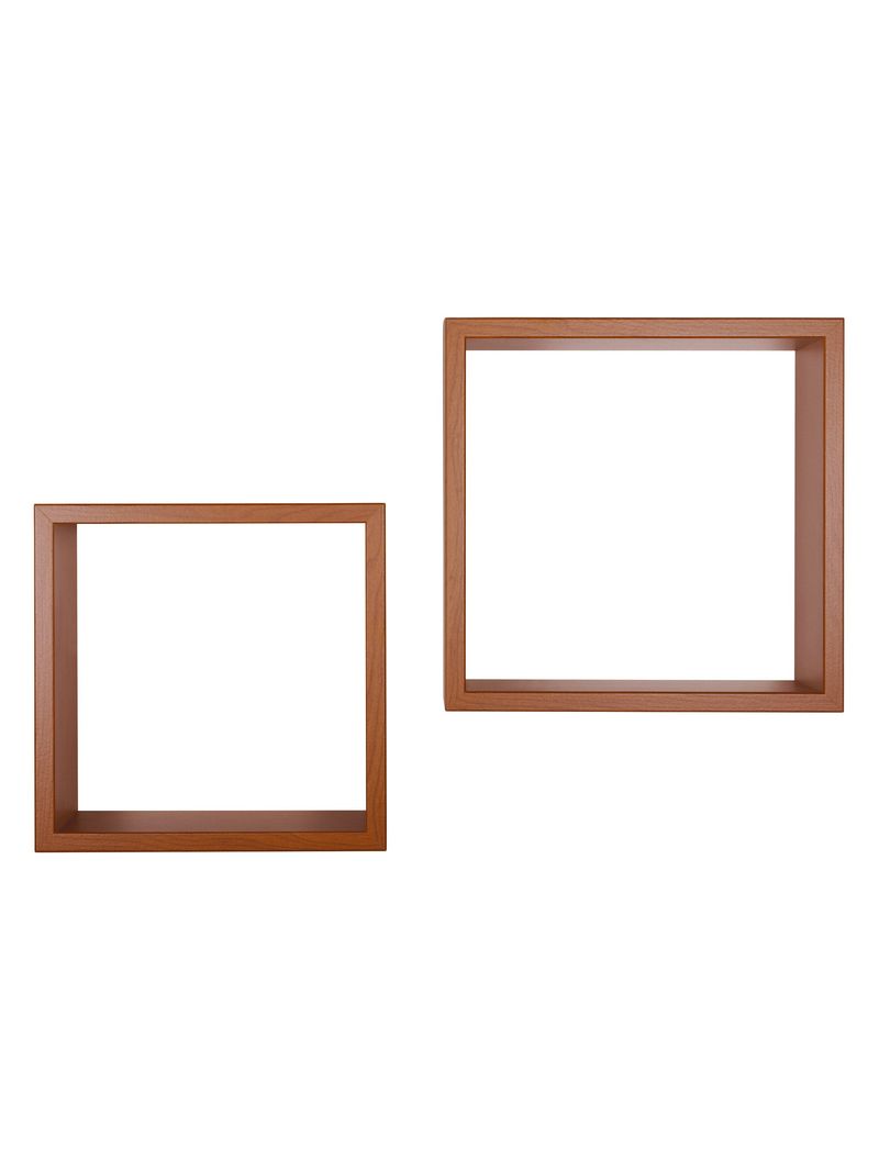 Set 2 Mensole Cubo da Parete Quadrato in Fibra di Legno Q-Bis