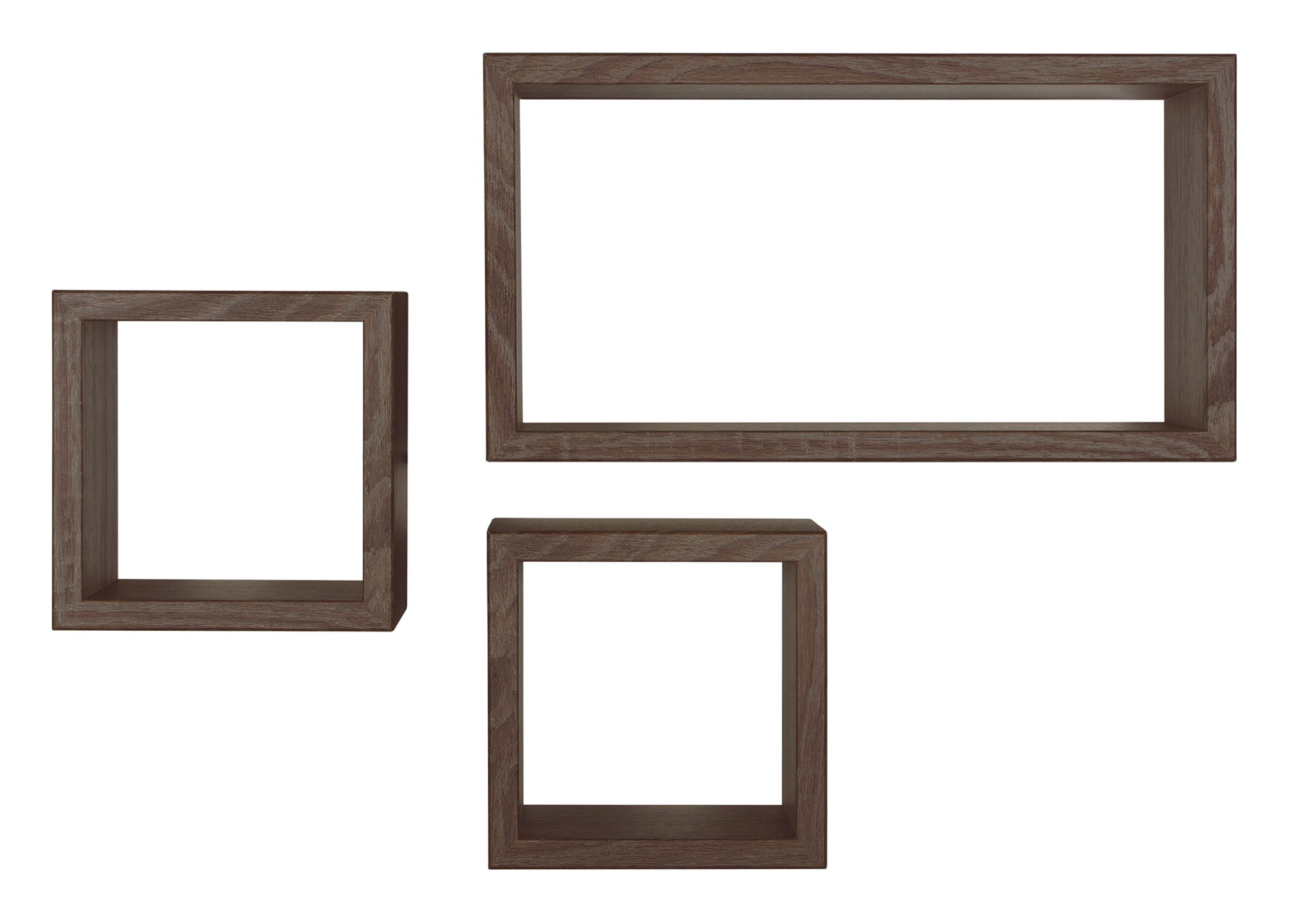 Set 3 mensole cubo da parete quadrato e rettangolare in fibra di legno  tribà¹ noce - BricoBravo