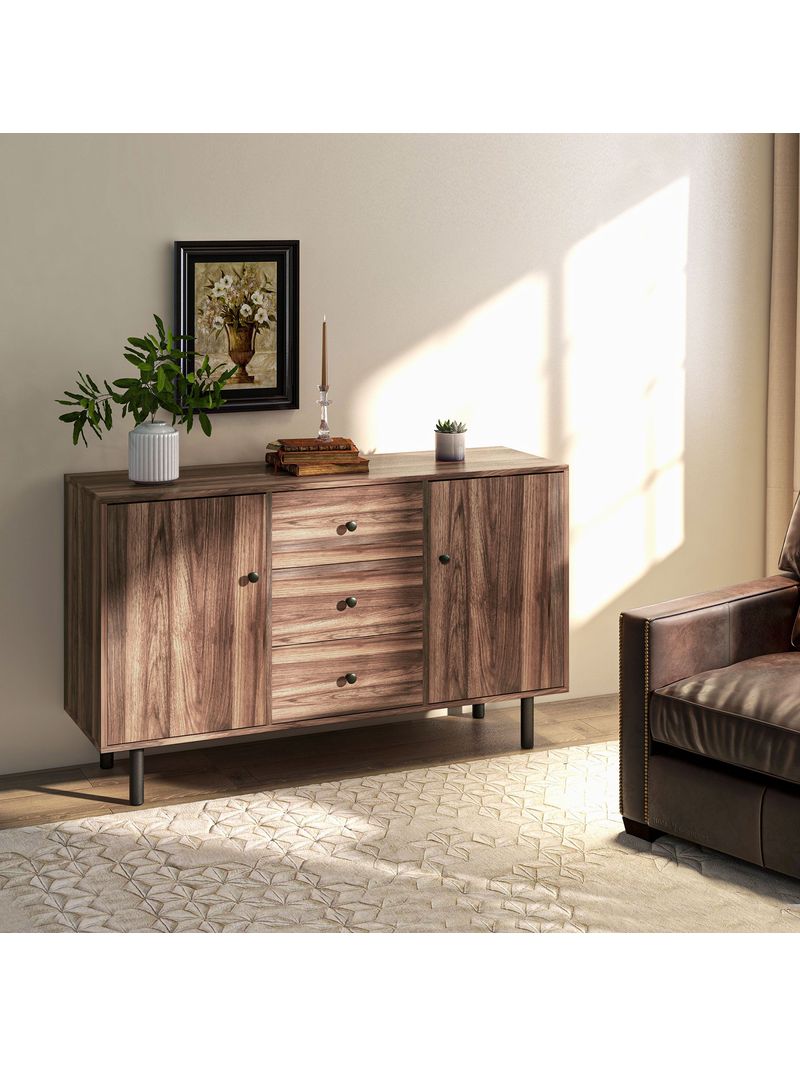 Credenza Moderna per Soggiorno 127x40x76 cm 2 Armadietti e 3 Cassetti in  Truciolato e Legno Marrone – acquista su Giordano Shop