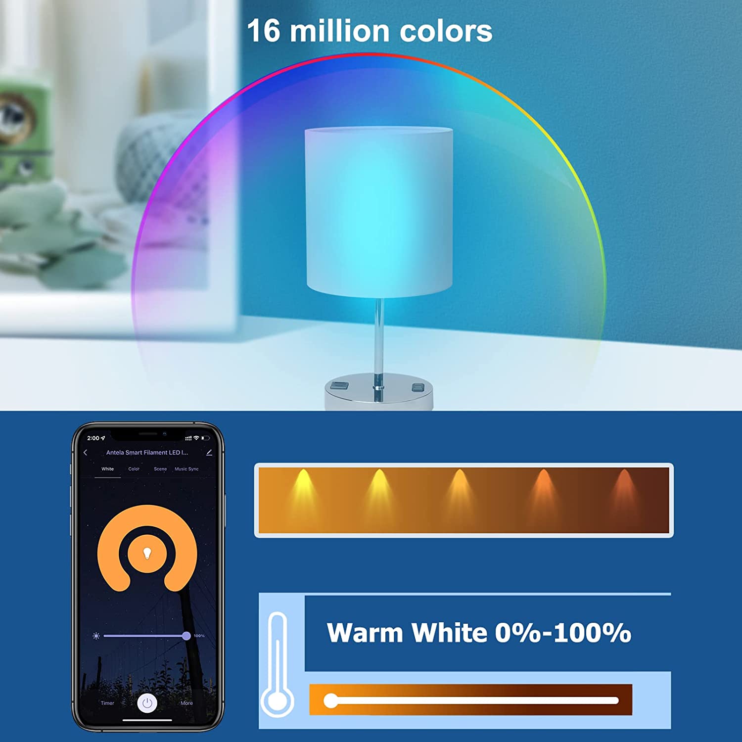 Pendente corda SMART lampada vetro LED E27 4,9W intelligente WiFi RGB 1800K  sospensione dimmerabile Alexa Google 230V - BricoBravo