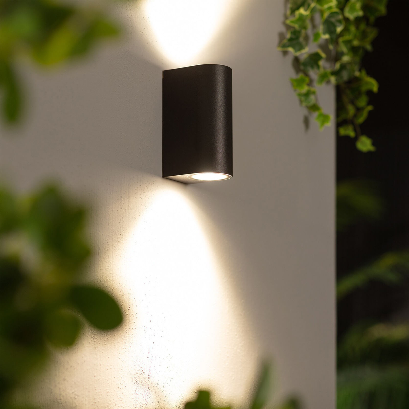 Applique LED nero rettangolare doppio GU10 lampada doppia emissione luce  parete giardino ingresso IP65 COLORE NERO