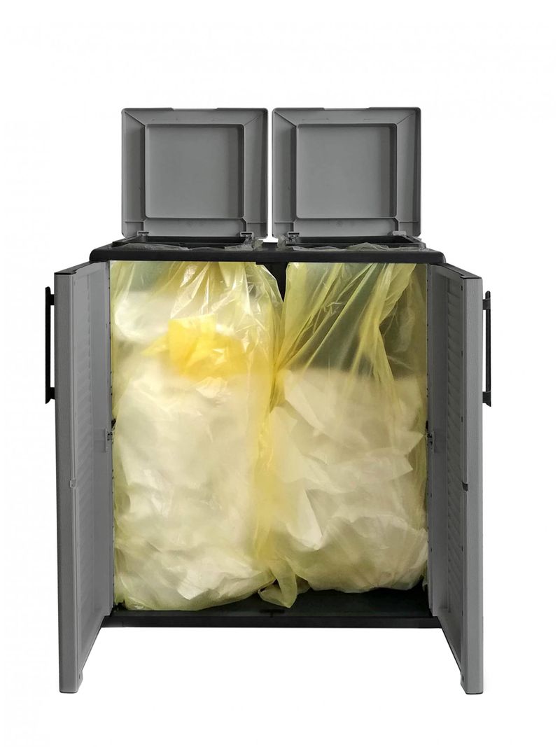 Porta Sacchi Spazzatura Grizzly Regolabile | Cestino Per Raccolta Differenziata Con Coperchio Giallo | 25-120 Litri - Foto 9