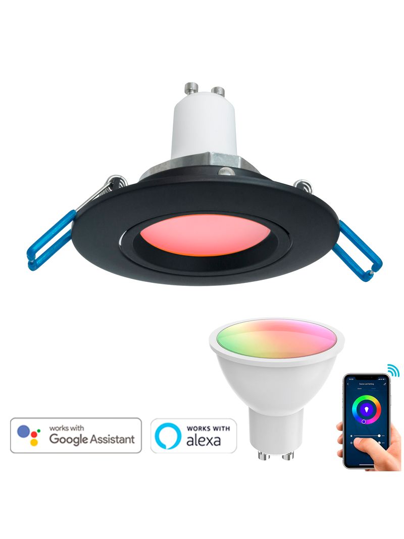 Faretto smart alexa google incasso 7cm lampada led 5w orientabile wifi gu10  rgb cct da 2700k6500k 230v soffitto nero - BricoBravo