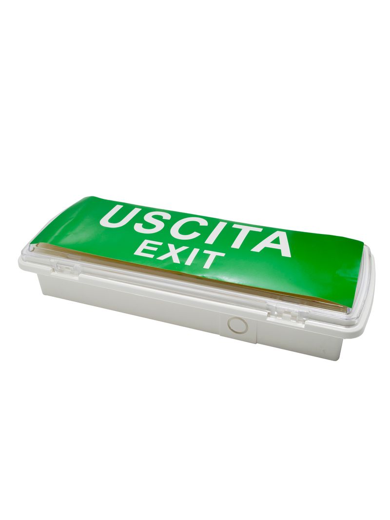 Lampada emergenza parete led 35w esterni ip65 luce anti black out autonomia  3 ore exit uscita ufficio negozio casa 230v