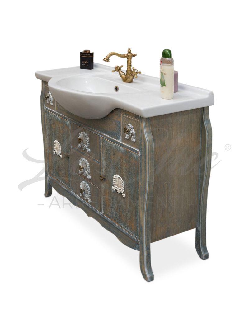 Arredo bagno shabby chic in rovere con colonna - Le Chic Arredamenti