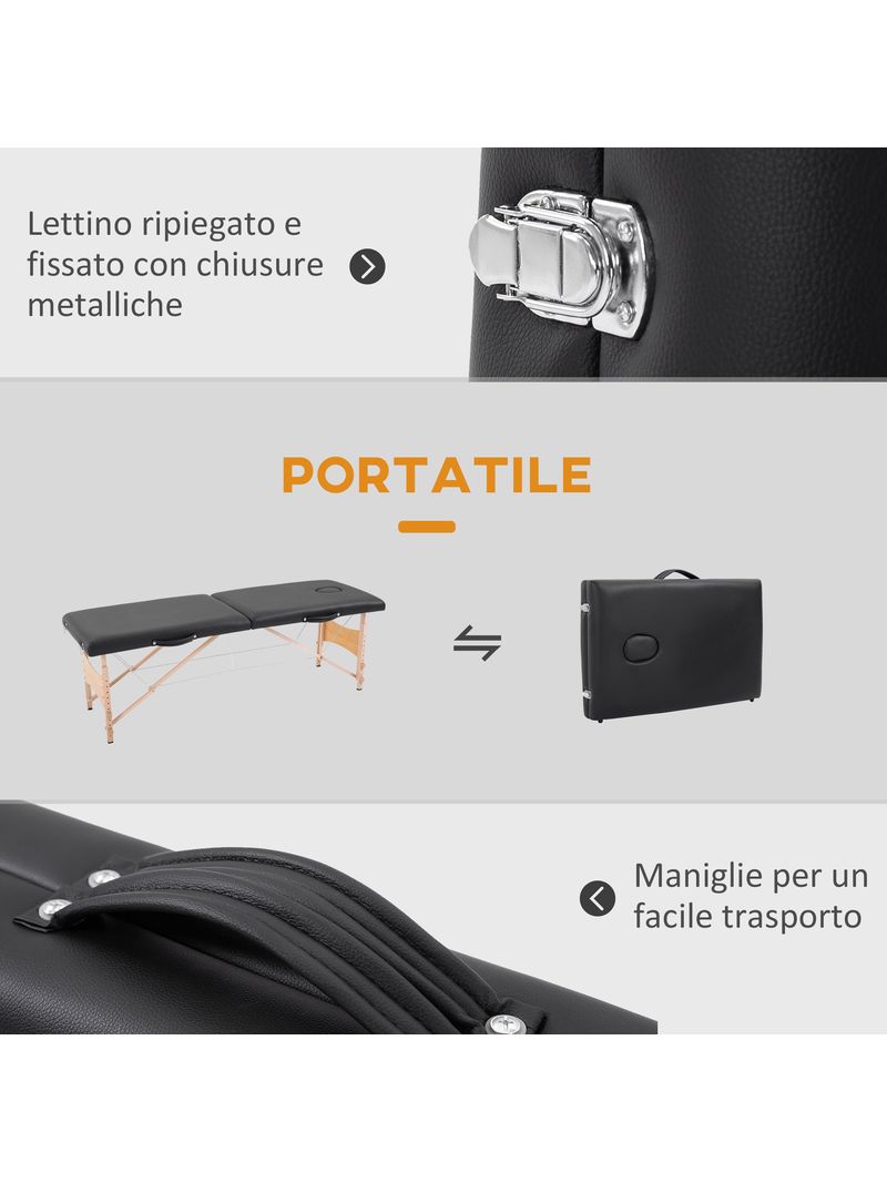 Lettino Massaggi Portatile 186x71x62-83 cm in Similpelle Nero – acquista su  Giordano Shop