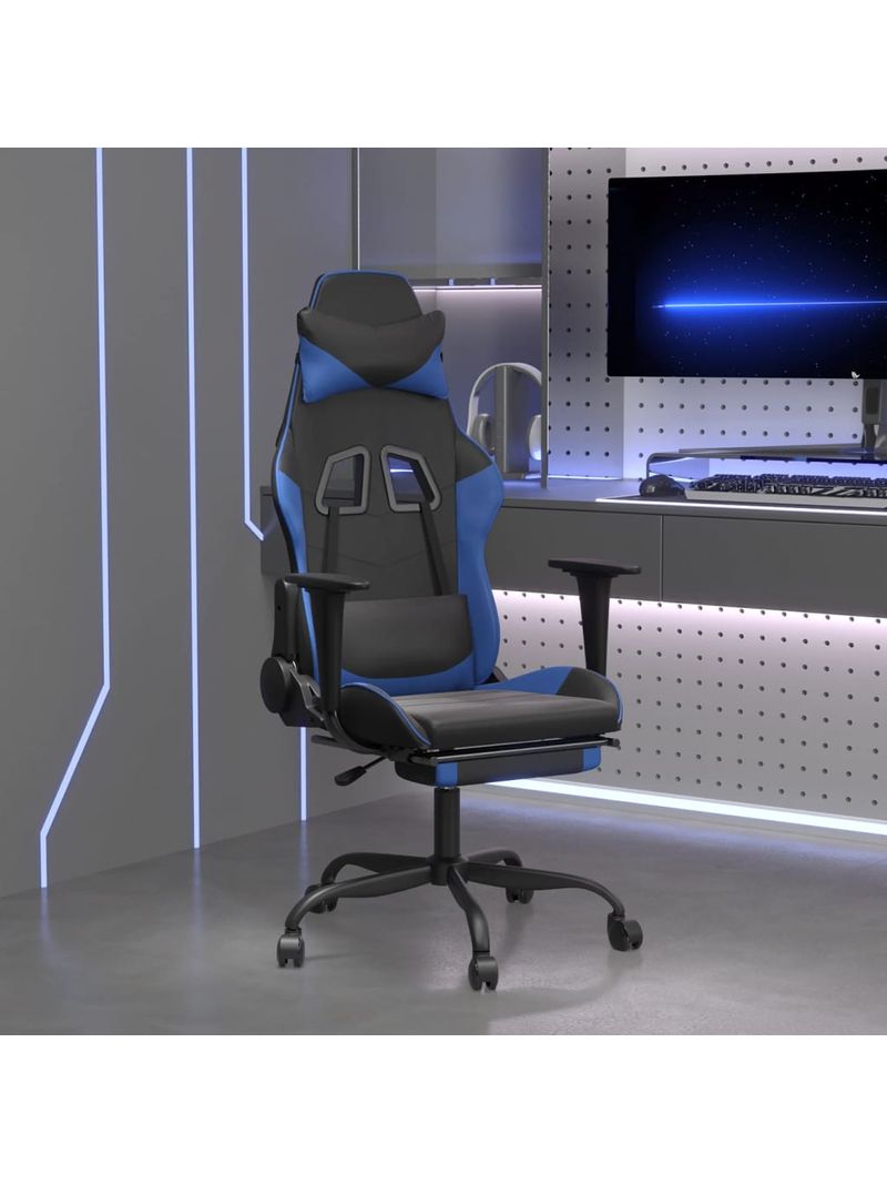 VidaXL Sedia da gaming massaggiante poggiapiedi nero e blu similpelle Sedie  Gaming 