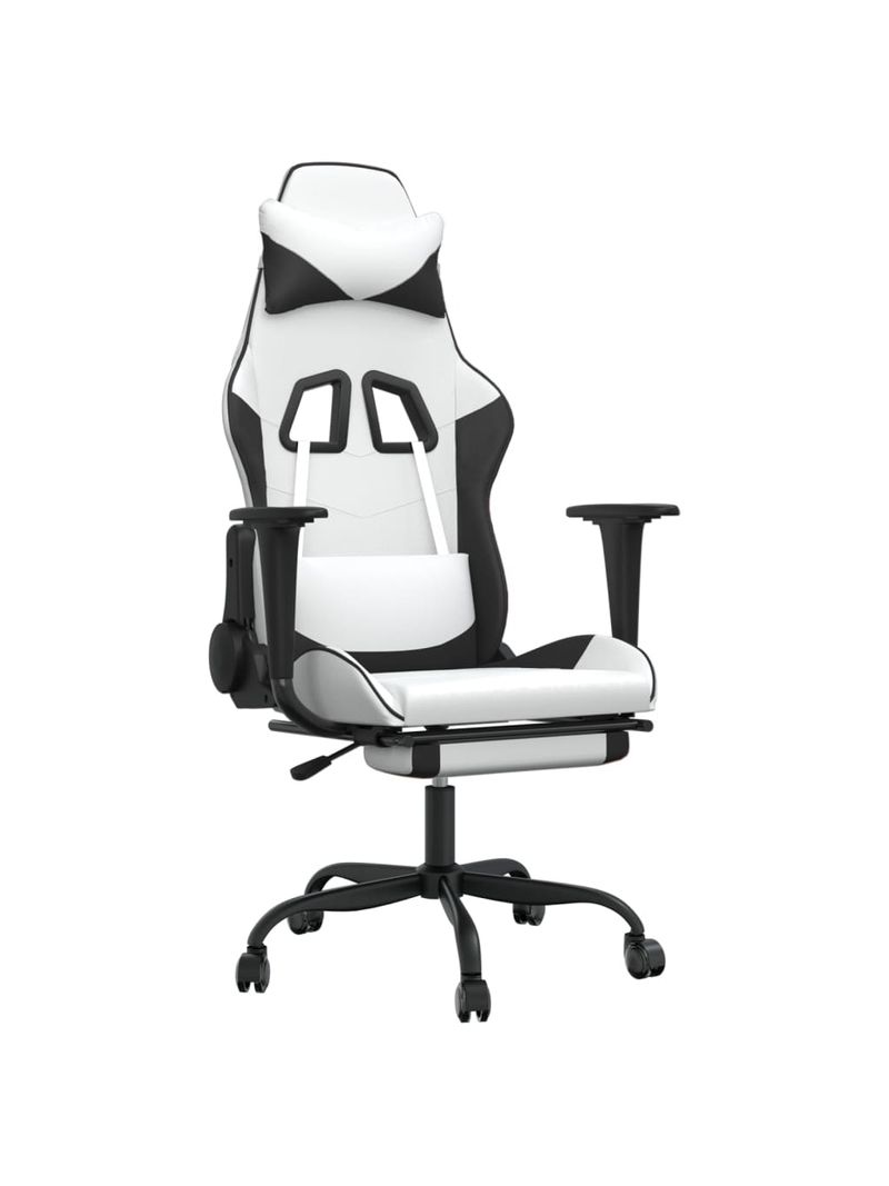 Sedia da Gaming Massaggio Poggiapiedi Bianco e Nero Similpelle 345421 -  BricoBravo