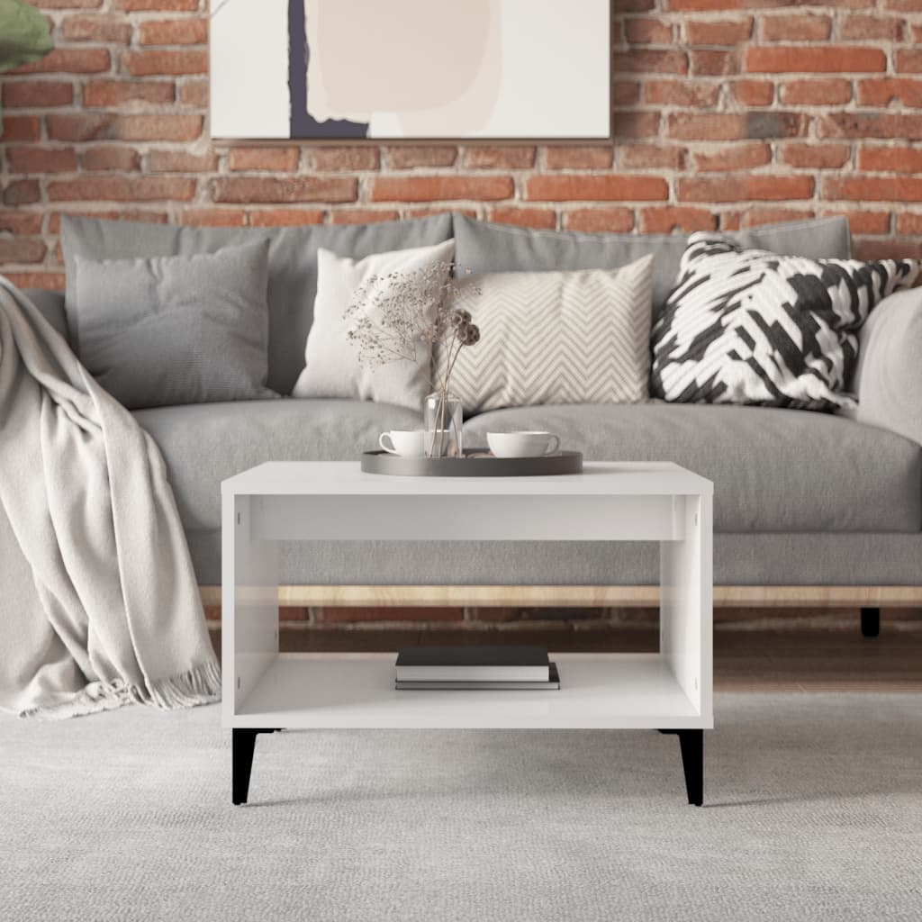vidaXL Tavolino da Salotto Bianco Lucido 102x50x36cm Legno