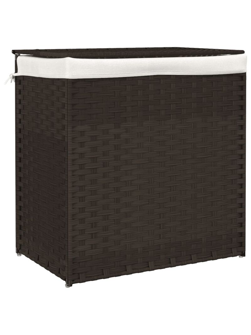 vidaXL Cesto Portabiancheria 2 Sezioni Bianco 53x35x57 cm Polyrattan