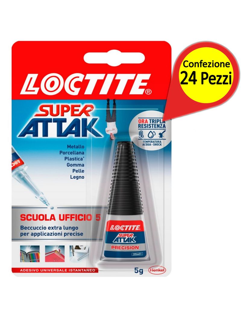 Loctite Super Attak Scuola e Ufficio Confezione da 24 Blister da 5