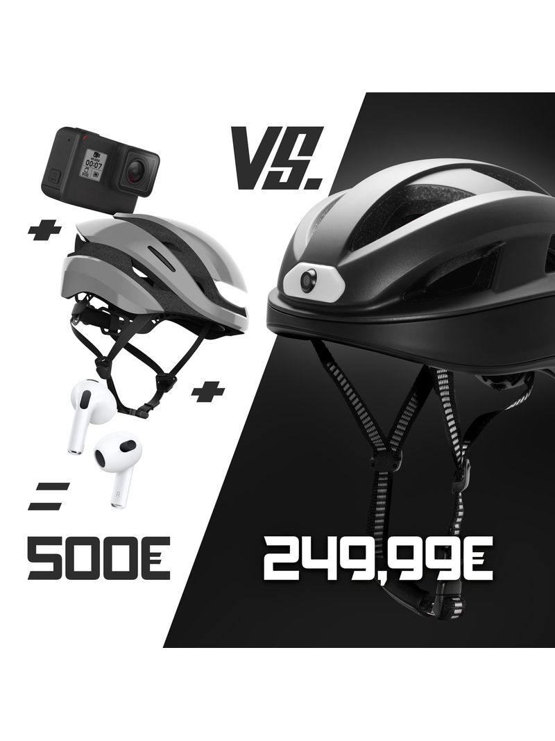 Tive casco da bici smart con fotocamera 4k integrata wifi bluetooth luce  led controllo vocale e comandi a distanza