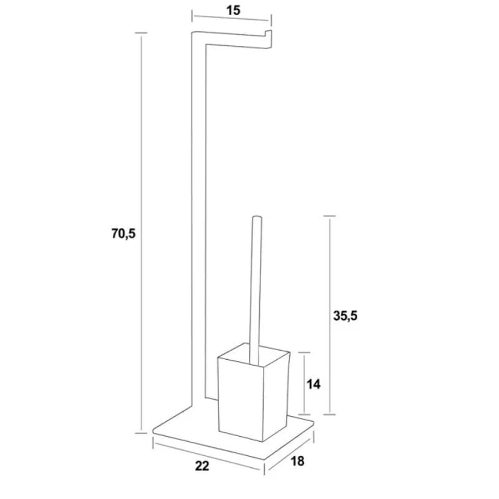 PIANTANA PORTA ROTOLO E SCOPINO BAGNO BASE VETRO FULL GRIGIO 22x18xh.70,5  cm FERIDRAS 810008 - BricoBravo