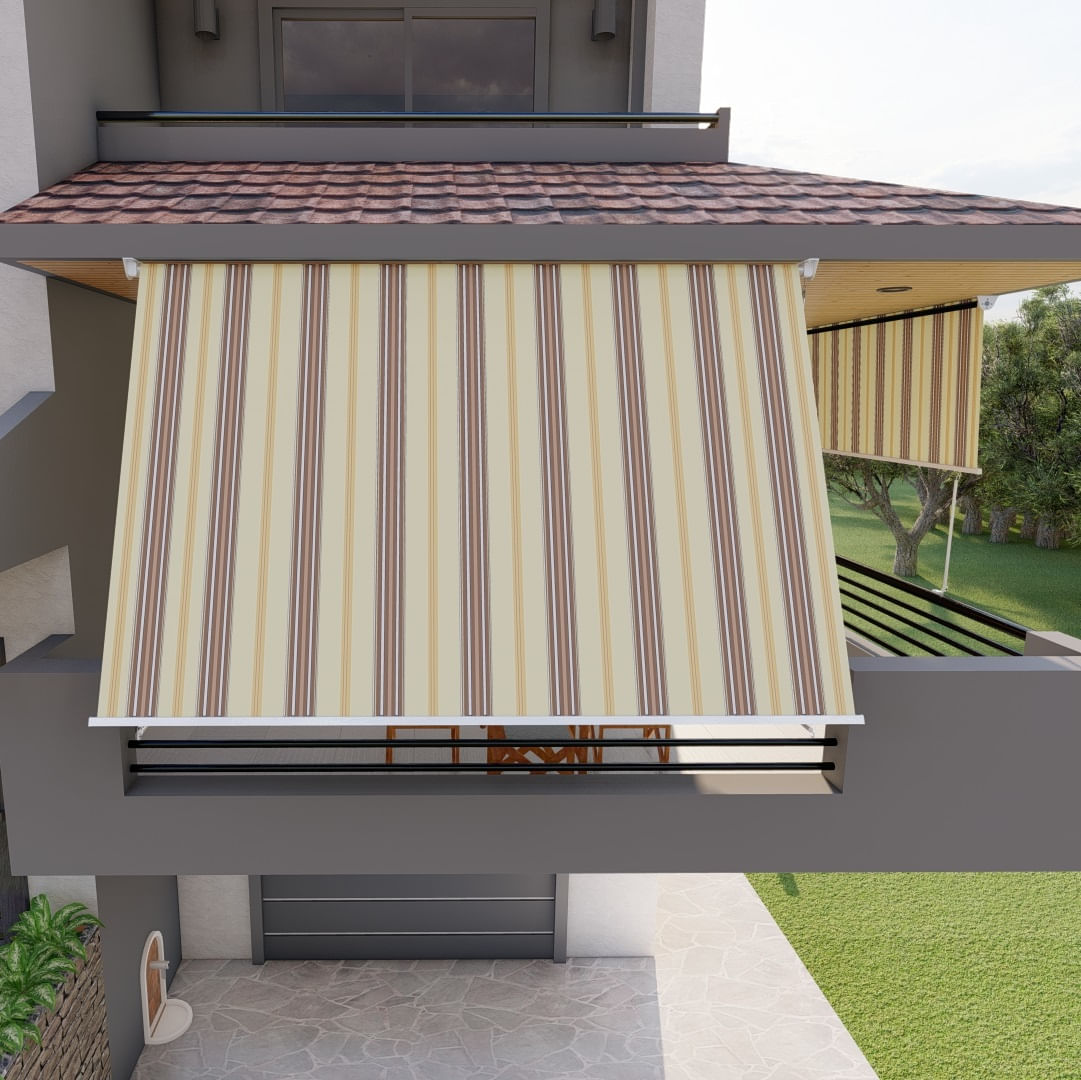 Tenda da sole per balcone con bracci, impermeabile 250cm Beige Marrone  Golisa - BricoBravo
