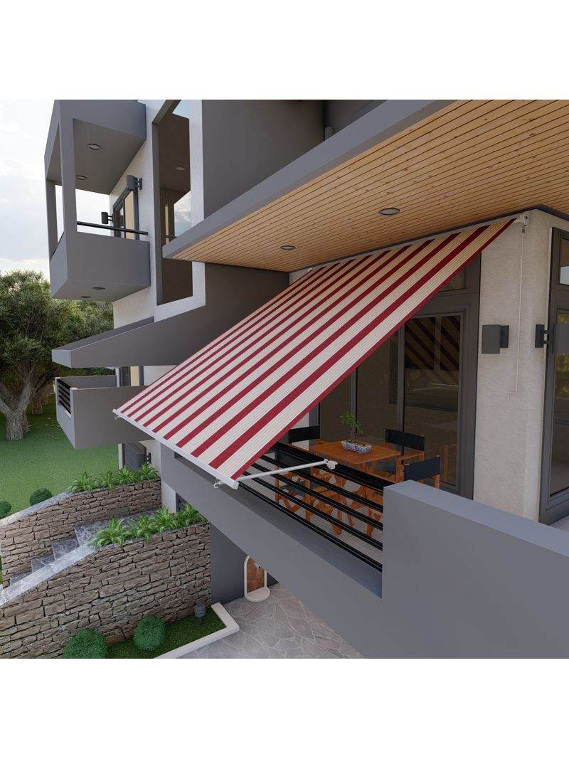 Tenda Da Sole A Caduta 250x250cm Con Bracci - Grigio O Verde Per Balcone, Terrazzo E Finestre - Foto 10