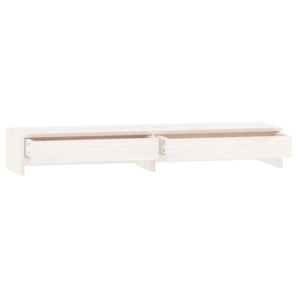 Supporto per Monitor Bianco 100x27x15 cm Legno Massello di Pino 813960 -  BricoBravo