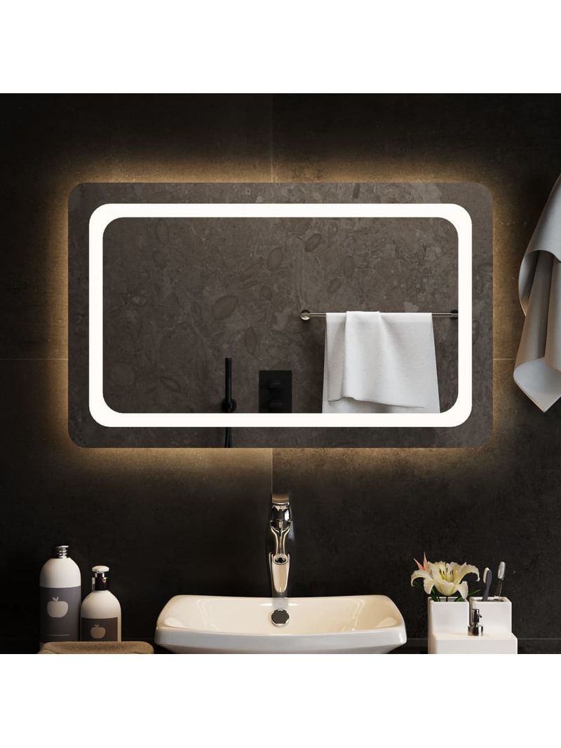 Specchio bagno antiesplosione con luce LED 80x50cm, Specchio a