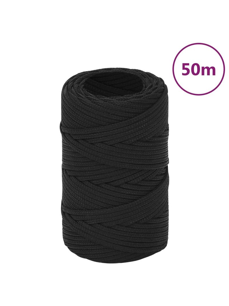 vidaXL Corda Nautica Completamente Nera 6 mm 50 m in Polipropilene