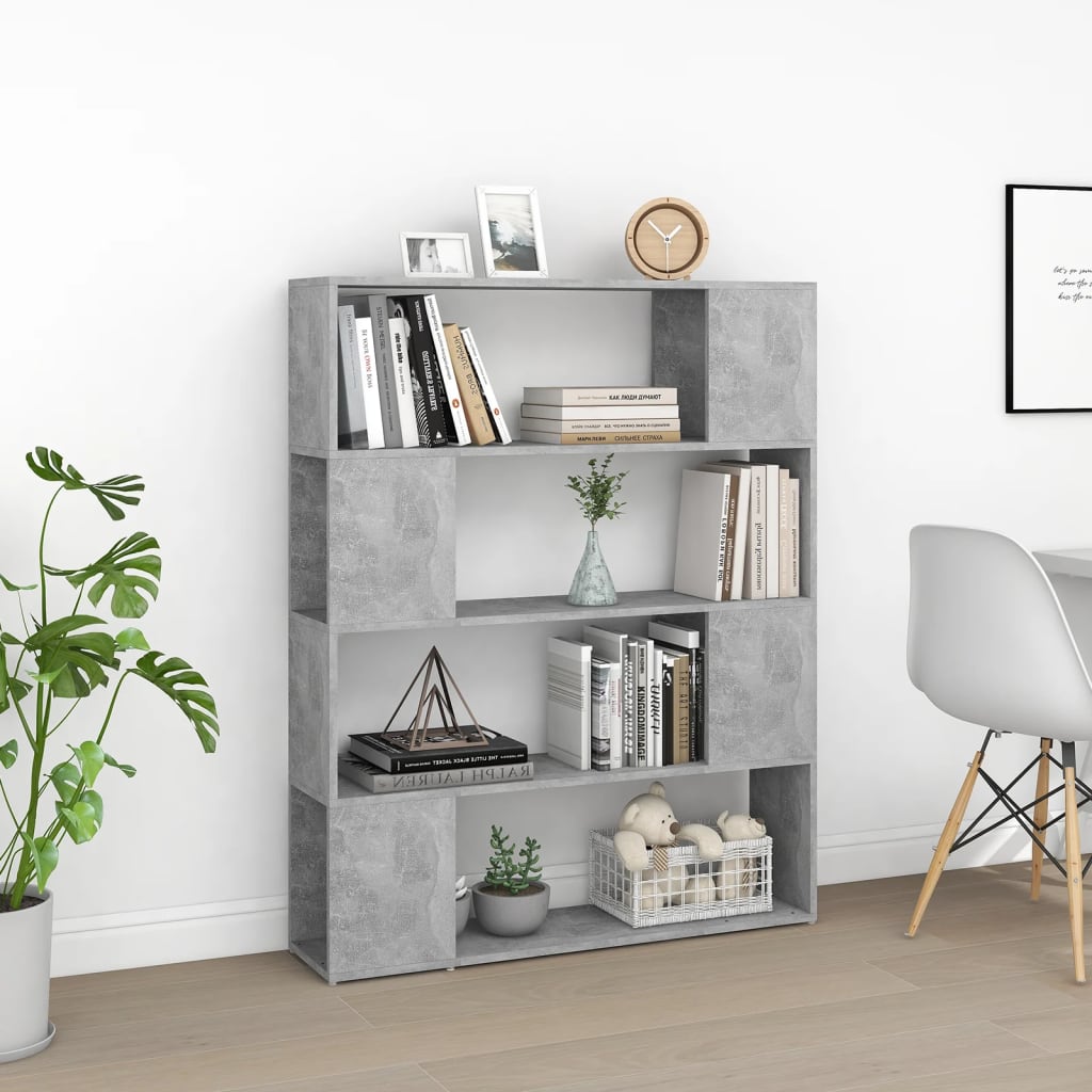 Libreria Divisorio VidaXL Grigio Cemento 100x24x94 Cm - 3 Ripiani, Legno Multistrato Resistente | Per Soggiorno, Ufficio O Come Separé - Foto 4