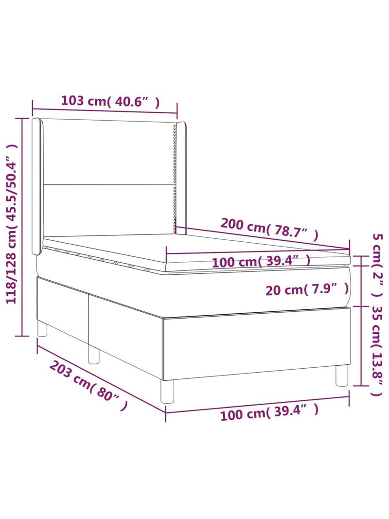 Letto a Molle con Materasso e LED Nero 100x200 cm in Tessuto 3138215 -  BricoBravo