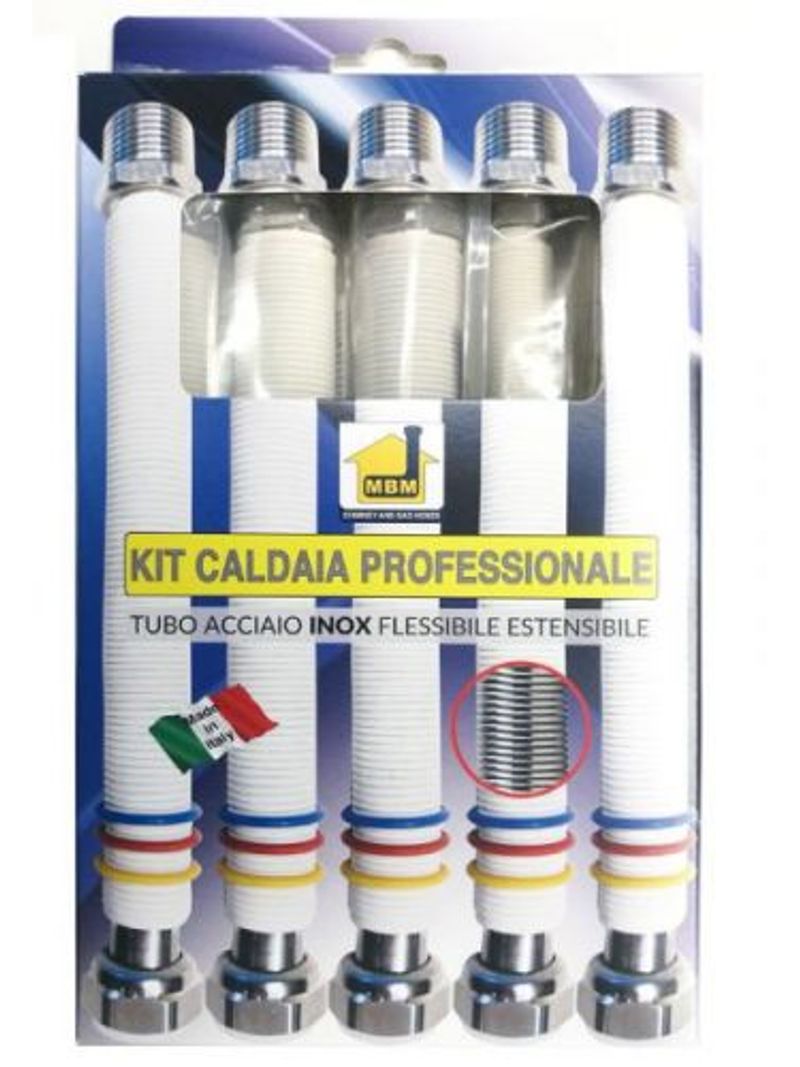 Kit Tubi Flessibili Estensibili Caldaia Acciaio Inox 200 400 Gas 1/2 Mf ...