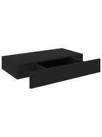 Mensola a Muro Galleggiante con Cassetto Nera 48x25x8 cm cod mxl