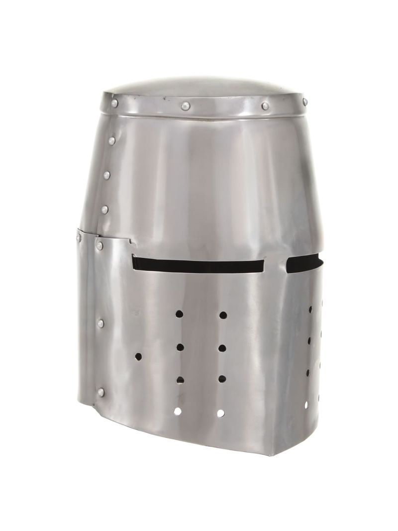 Elmo Cavaliere Medievale In Acciaio Argento - Per LARP, Cosplay E Rievocazioni - Foto 13